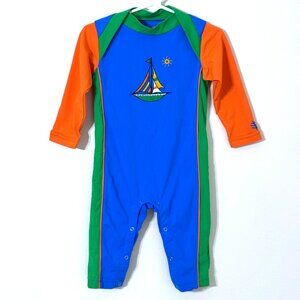 Coolibar Baby Swimsuit UPF 50+ Sun Protection 12M Full Body Colorblock Sailboat